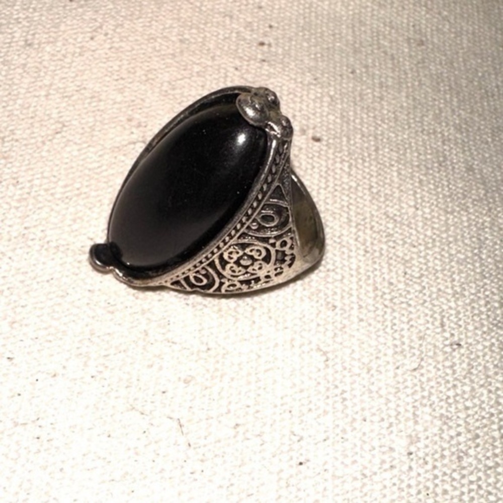 RING 10 Jewelry Black Long Oval Vintage Style Gypsy Victorian Goth
